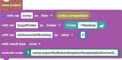 Export mogrt template with Automation Blocks for Ae