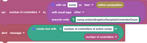 Retrieve number of mogrt controllers with Automation Blocks for Ae